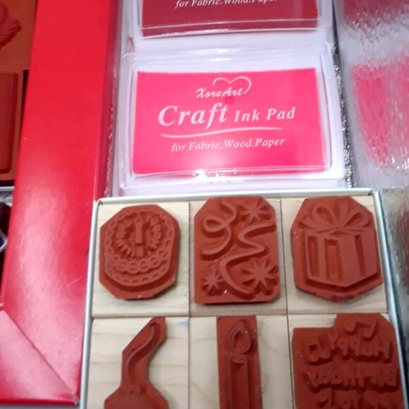 Country Hearts Rubber Stamp Set + Happy Birthday Stamp Set +2 Ink Pads Vintage - Picture 8 of 10